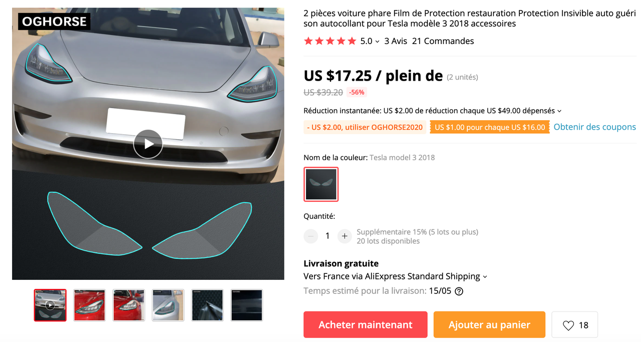 Film de protection des phares - Forum et Blog Tesla