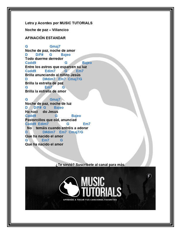 Noche de Paz Villancico Letra y Acordes by MUSICTUTORIALS_page-0001