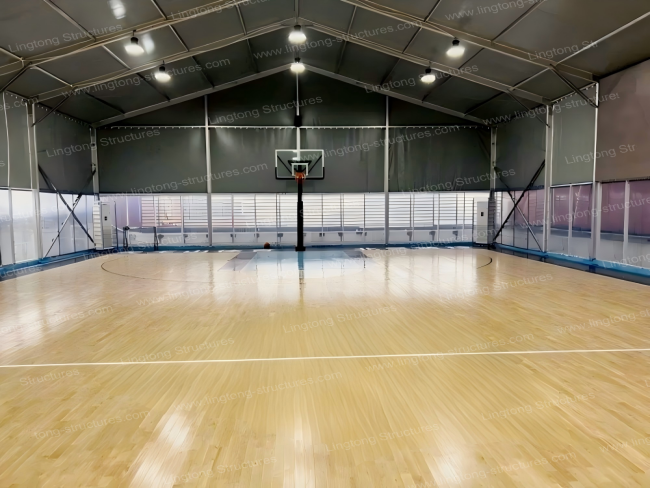 Aluminum basketball court tent exterior with clear span structure for outdoor sports facility