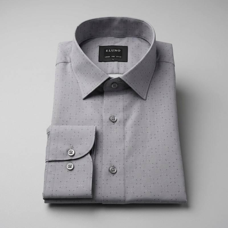 Burgundy slim-fit dress shirt with spread collar displayed on white background