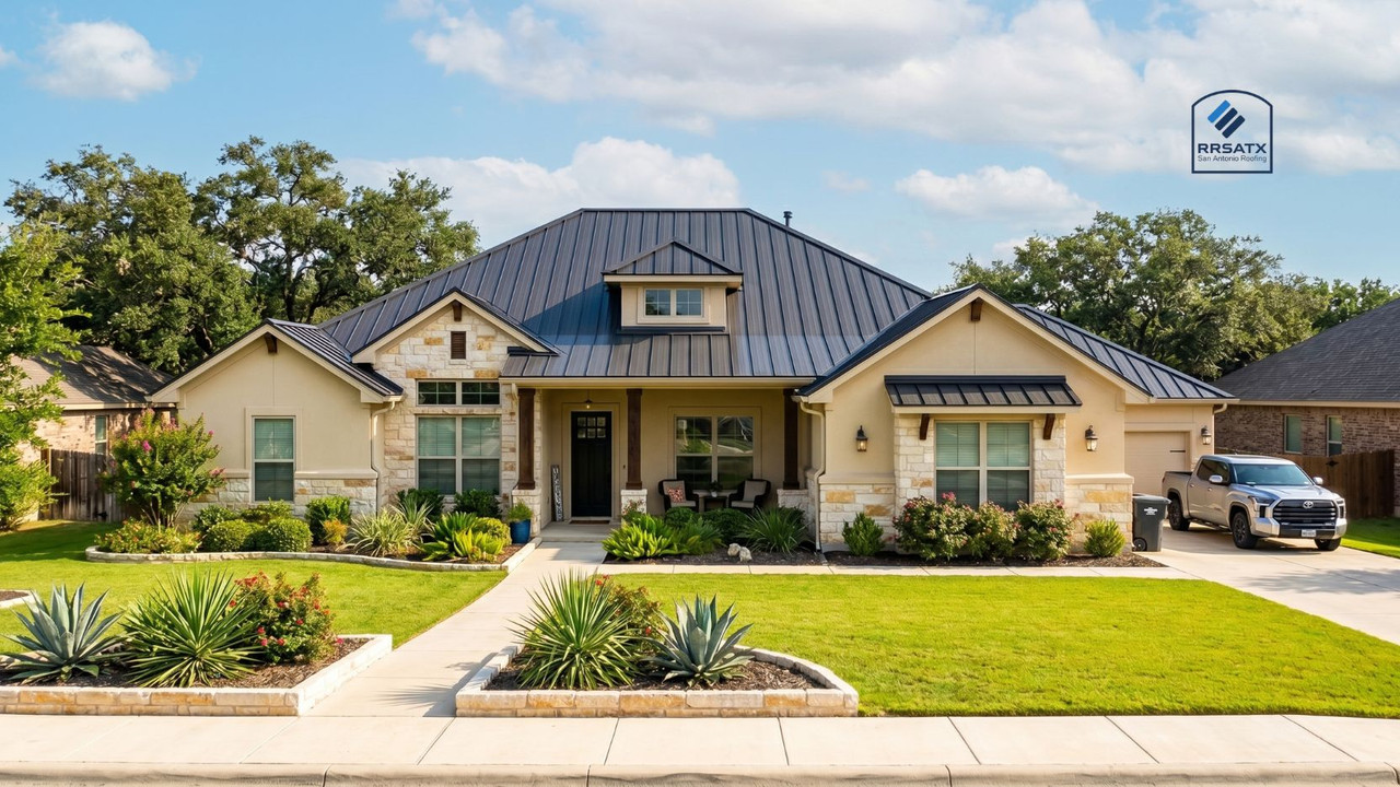 New metal roof curb appeal San Antonio home