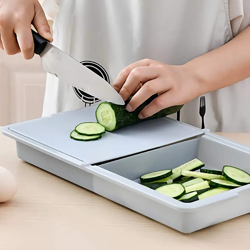 Multi-Functional Chop and Wash Cutting Board with Integrated Basin