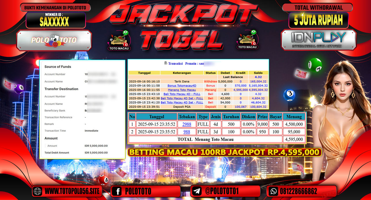POLOTOTO JACKPOT TOGEL TOTO MACAU Rp.5.000.000,-
