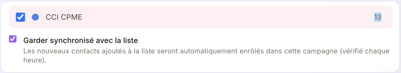 Synchronisation liste