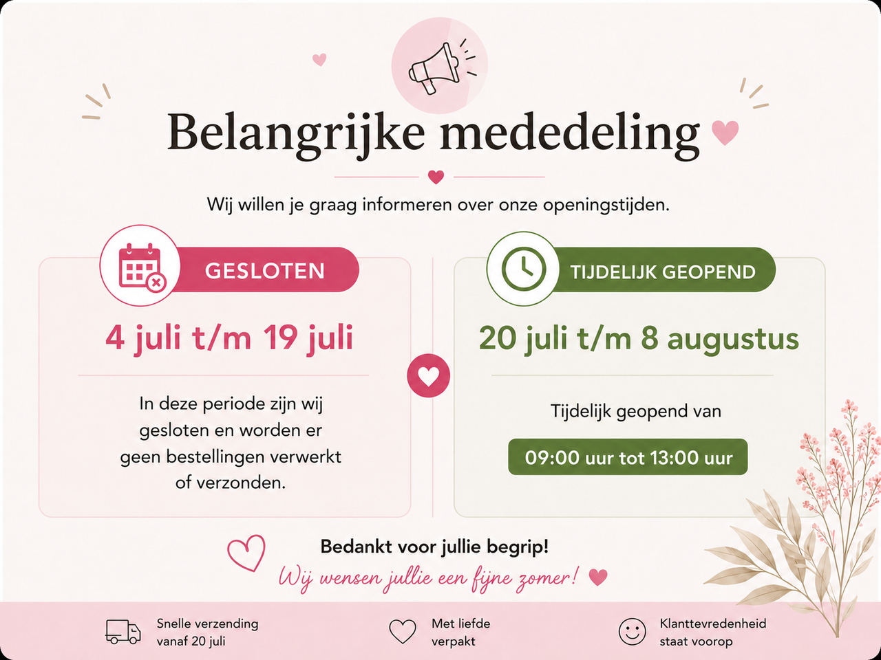 Belangrijke mededeling