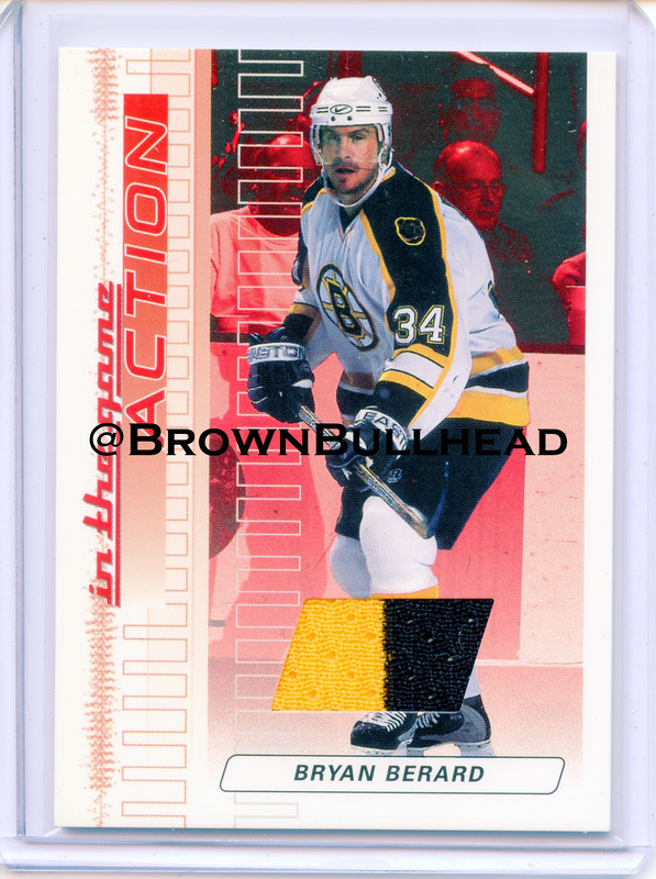 2003-04 ITG Action Jerseys #M-005 [Bryan Berard] [Boston Bruins] [Ruby] [~500] [swatch=yellow black]
