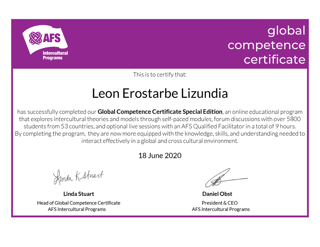 2020 AFS GCC Special Edition Certificate Leon Erostarbe Lizundia
