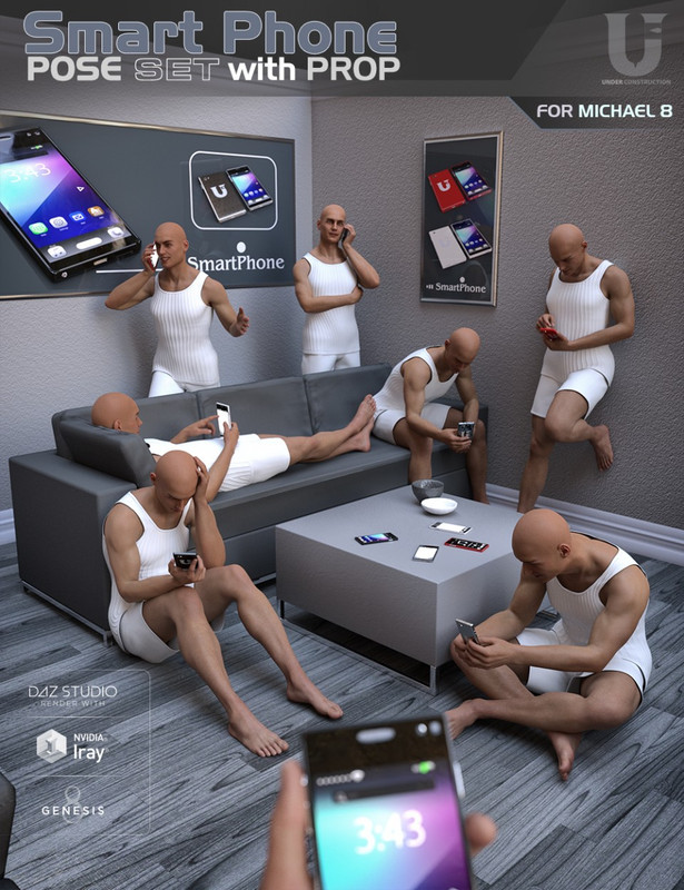 00 main smart phone poses and prop for michael 8 daz3d