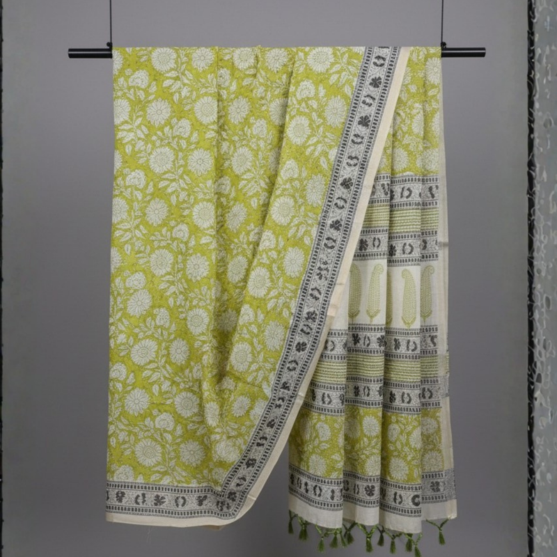 Handblock Printed Kota Doriya Saree | Sheer, Lightweight & Gracefully Textured Design - 2