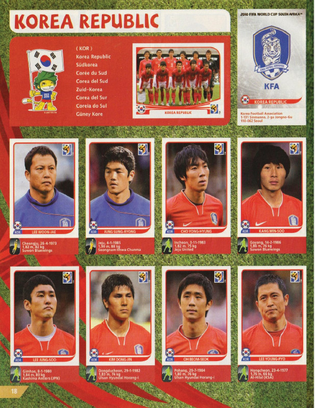 Album Panini Sudáfrica 2010-18