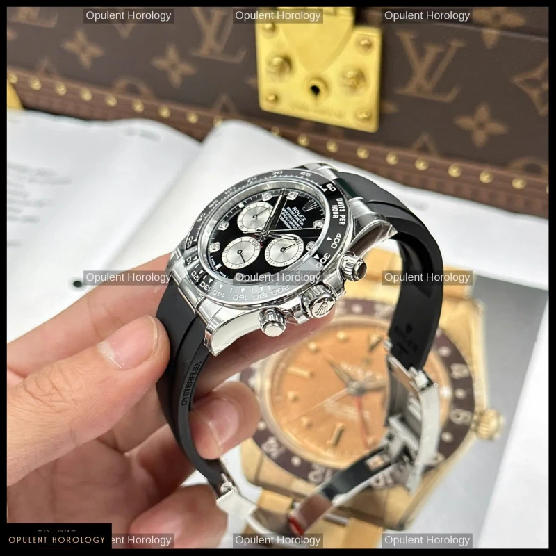 Rolex Daytona 126519LN Black Dial Diamond Indexes Oysterflex