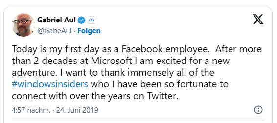 Gabe Aul bei Facebook