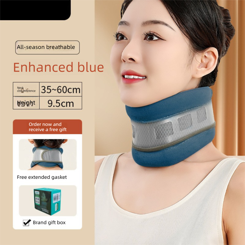 Blue Reinforced Neck Support Brace – Adjustable Cervical Collar with PP Support Strips for Posture Correction and Daily Use