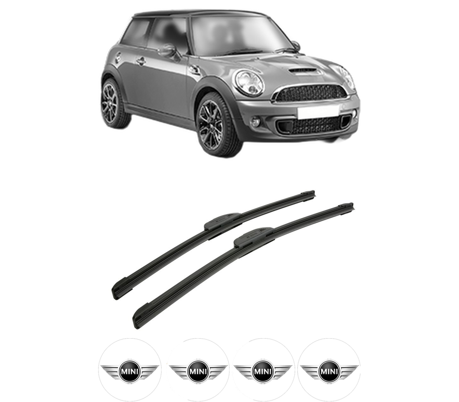 Set stergatoare auto MINI MINI (R56) din 2006-2013, pentru parbriz auto, 2 bucati, Bosch Aerotwin Retrofit, din cauciuc siliconat rezistent, 4 Stickere Auto MINI