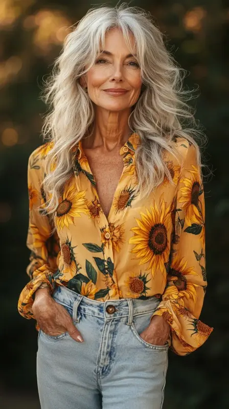 Timeless Waves of Grace: Silver Symphony - Hairstyles for Women Over 60 with Thin Hair