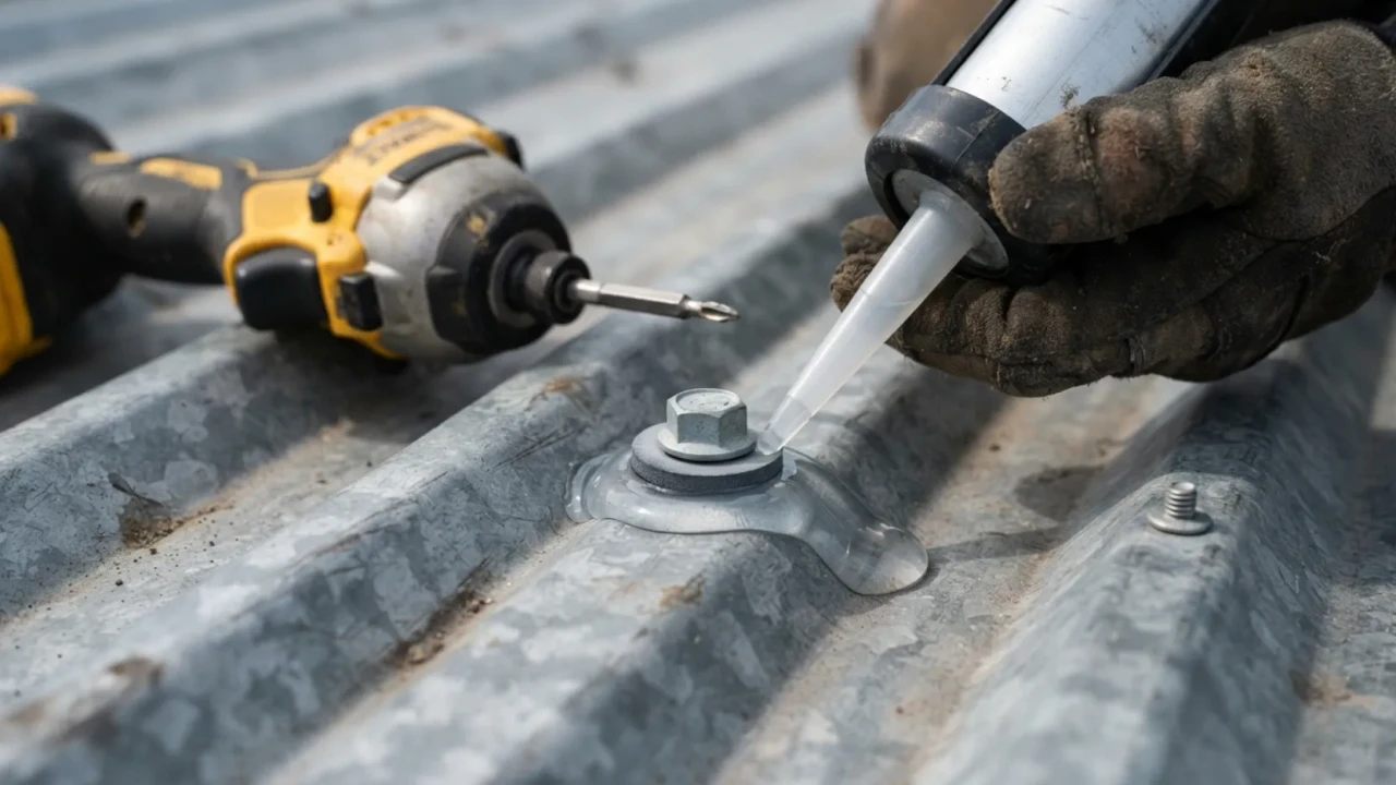 Metal roof sealant and fastener maintenance replacement San Antonio TX
