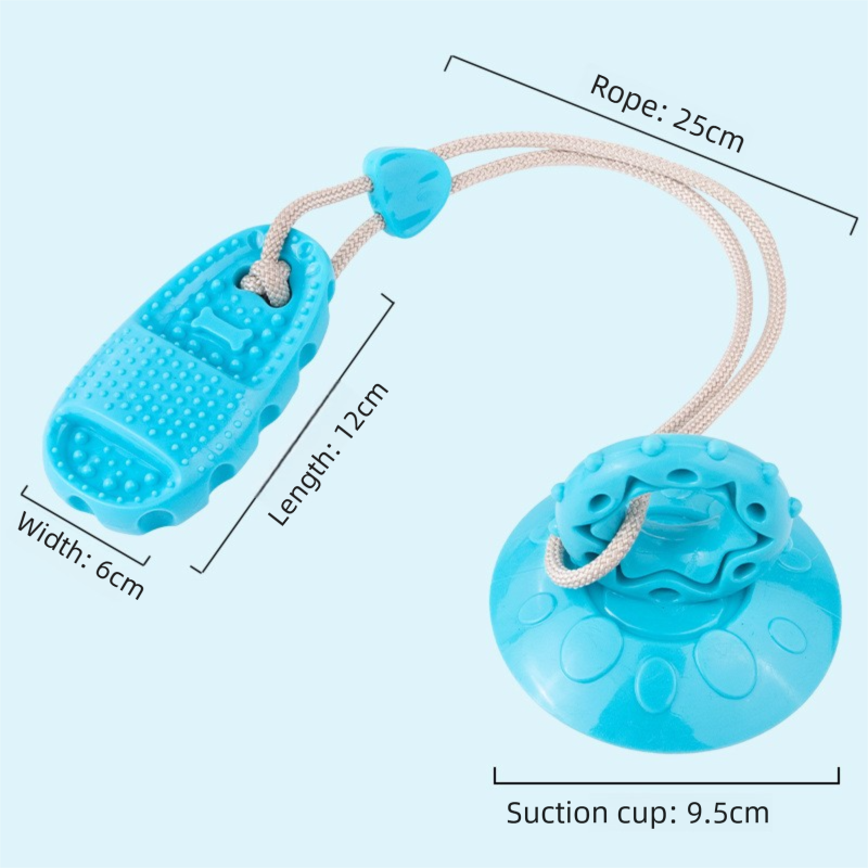Blue Slipper-Style Dog Toy — Suction Cup Design: Durable, Chew-Resistant Teether for Mental Stimulation, Independent Play, and Energy Expenditure — Pet Dog Chewing Toy