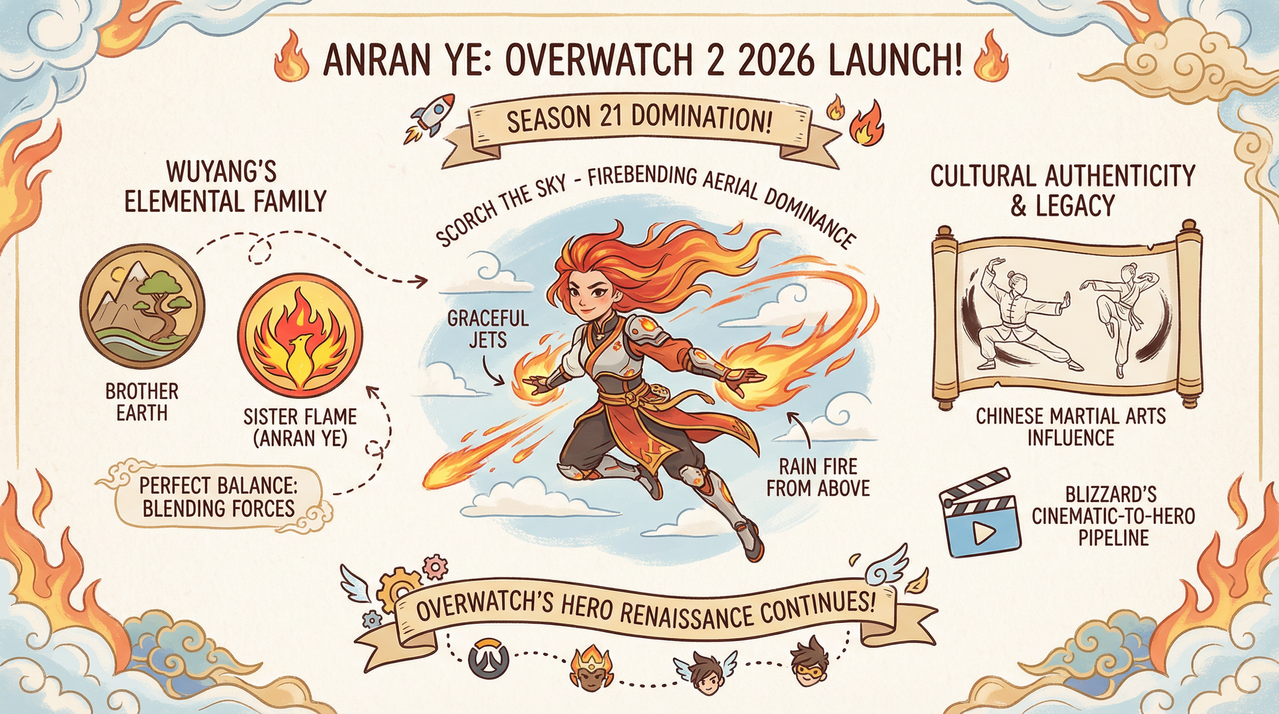 Anran's Ultimate Voice Line Leaked - Overwatch 2's Next Firebending Hero Drops Soon 1 Glowing fire effects during intense esports match