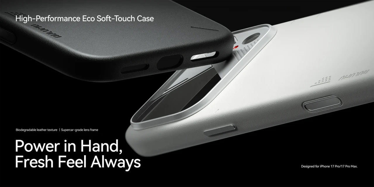 Husa pentru iPhone 17 Pro Max, Aulumu A17 Vegan Leather, Piele texturata, Ultra slim, Compatibila MagSafe, Racire activa CoolHyper, Butoane metalice, Protectie maxima, Alb A17 PU 01