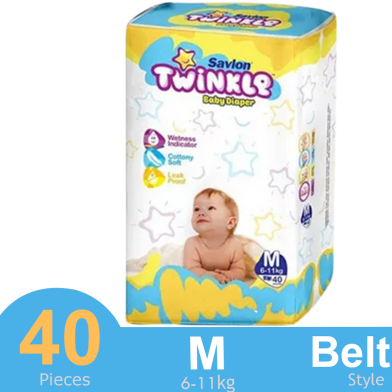 Savlon Twinkle Baby Diaper Medium 40 Pcs