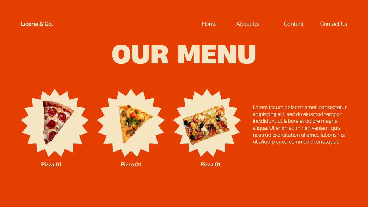 Orange and Cream Playful Pizza Presentation