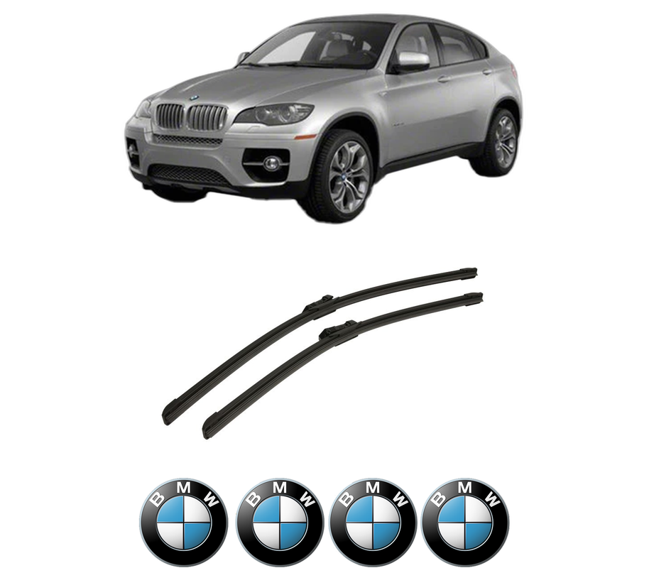 Set stergatoare auto BMW Seria X6 (E71, E72) din 2007-2014, pentru parbriz auto, 2 bucati, Bosch Aerotwin, din cauciuc siliconat rezistent, 4 Stickere Auto BMW Seria