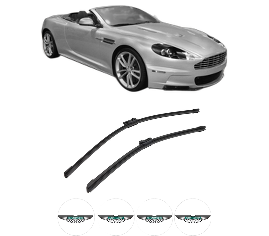 Set stergatoare auto ASTON MARTIN DBS Volante din 2007, pentru parbriz auto, 2 bucati, Bosch Aerotwin, din cauciuc siliconat rezistent, 4 Stickere Auto ASTON MARTIN