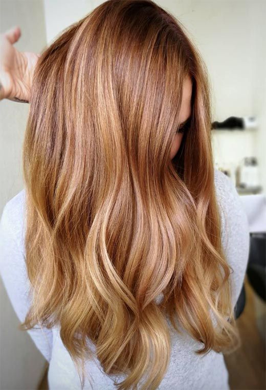 Long caramel blonde hair on a red base