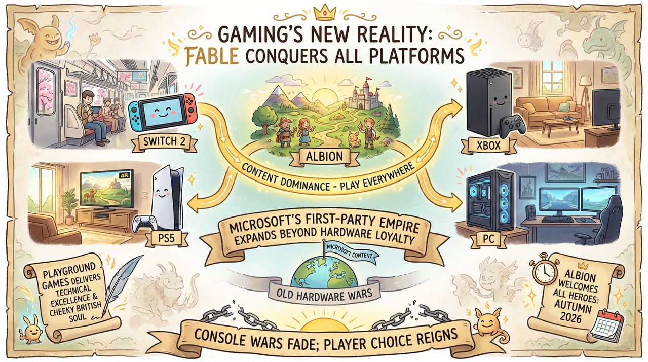 Fable on Switch 2? Windows Central Editor Fuels Multiplatform Madness 1 Portable gaming console in action with fantasy RPG glowing screen