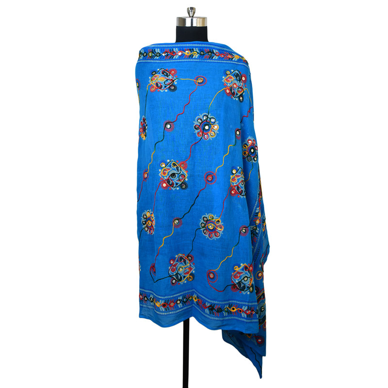 Women's Cotton Dupatta Wrap Stole Mirror Work Embroidery Ethinic Scarves Chunni - Picture 41 of 103