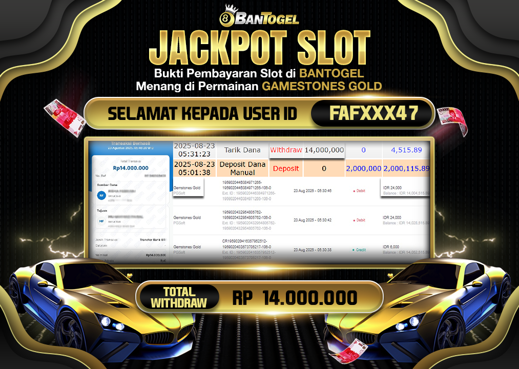 BUKTI JACKPOT LUNAS BANTOGEL