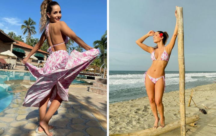 Carmen Villalobos, nuevamente tendencia por modelar en bikini en una bella playa
