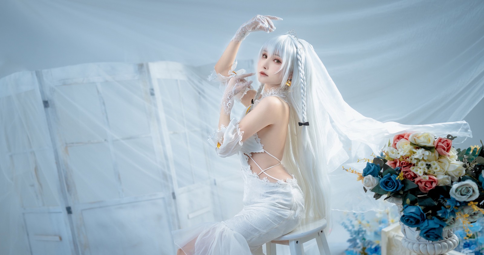 一千只猫薄禾写真 – 花园誓约婚纱 Cosplay 高清写真（16P / 56.6MB）插图