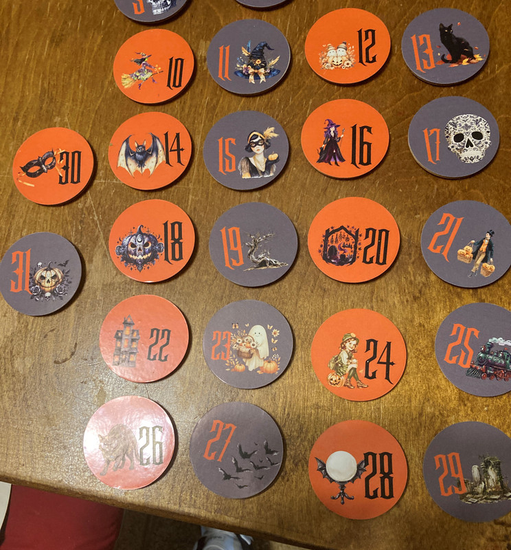 handcrafted countdown to halloween discs