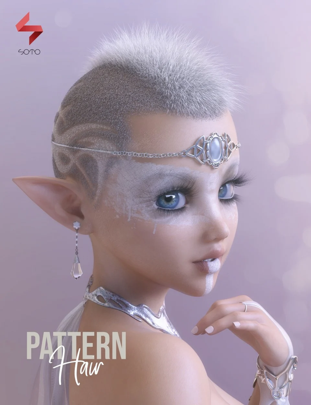 Pattern Hair for Genesis 3 and 8 Pattern Hair for Genesis 3 and 8