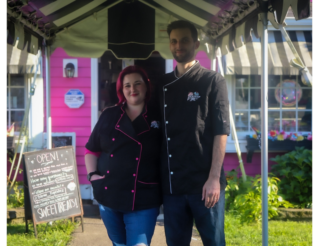 Rebecca and Dylan Boutin in matching Bite Me Kupcakez chef coats