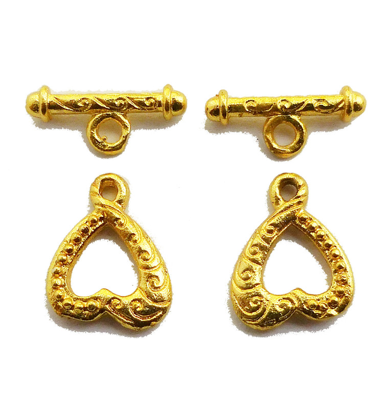 1 SET 45X23MM SOLID COPPER BALI TOGGLE CLASP 5 STRAND 18K GOLD PLATED 534 MTT-53