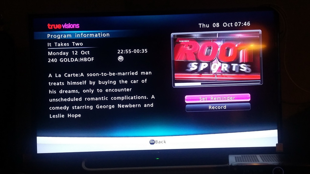 EPG for It Takes Two on HBO Family: 'A soon-to-be-married man treats himself by buying the car of his dreams, only to encounter unscheduled romantic complications. A comedy starring George Newbern and Leslie Hope'