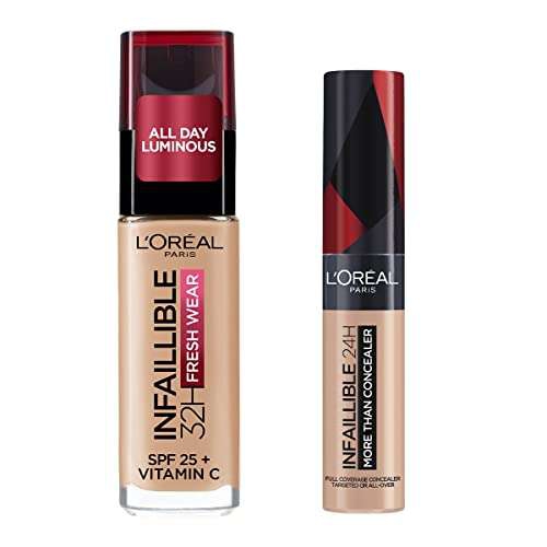 Amazon: L'Oréal Paris Kit base de maquillaje Infalible 125 + corrector 324 
