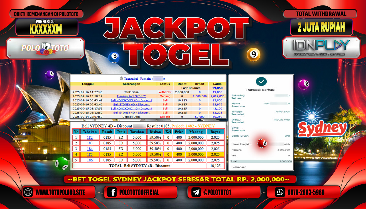 POLOTOTO JACKPOT TOGEL POOL SYDNEY Rp.2.000.000,-LUNAS