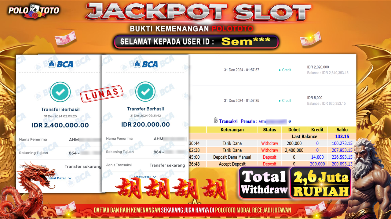 POLOTOTO JACKPOT SLOT SUPERMARKET SPREE  Rp.2,600.000,-