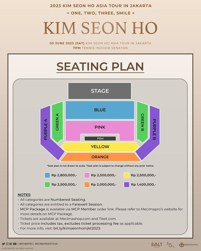 Seating plan fan meeting Kim Seon Ho di Jakarta pada Juni 2023 mendatang.