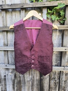 Red Patterned Waistcoat - Adult 10