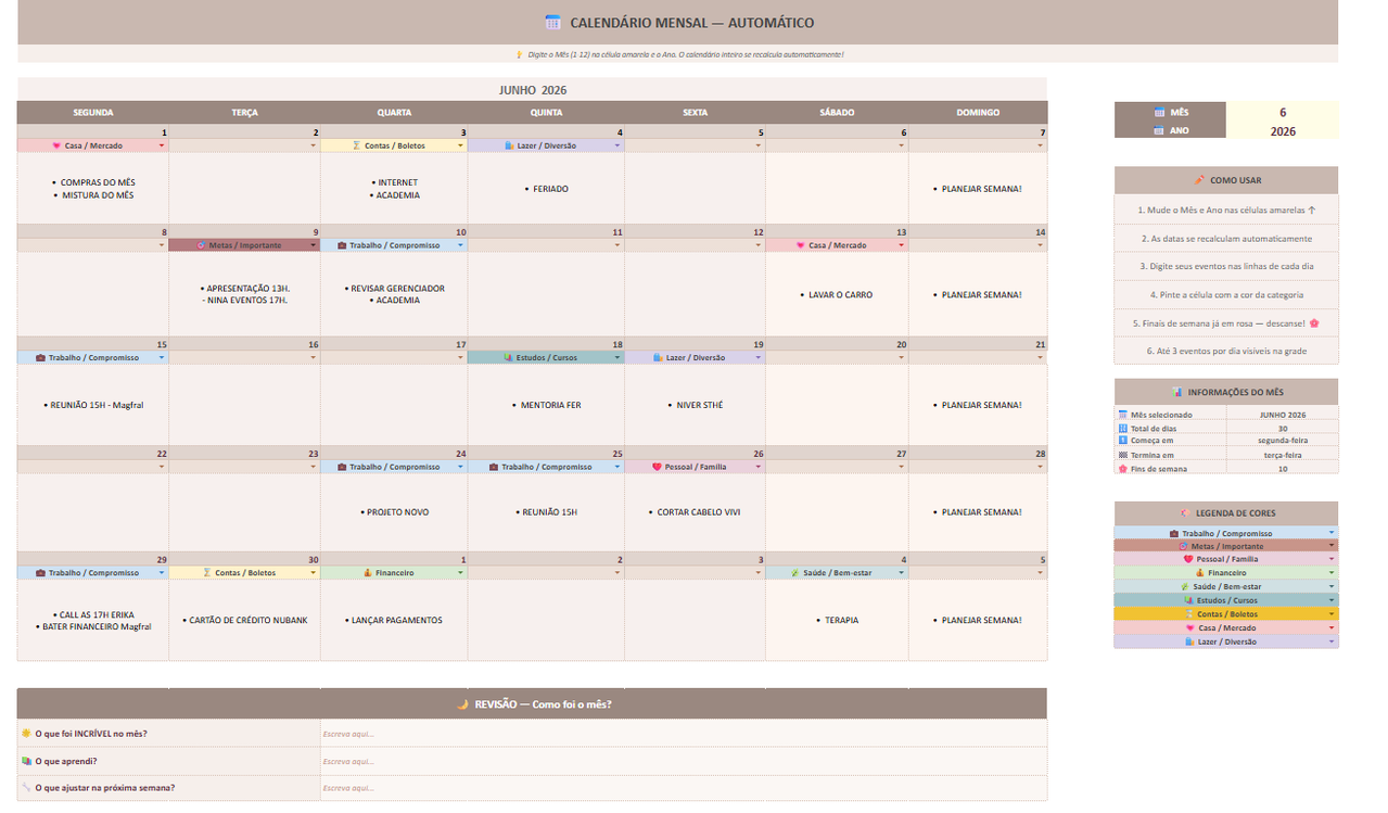 Aba Calendário