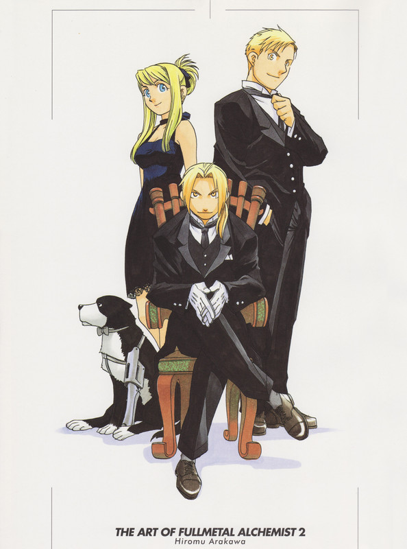 edward-elric-winry-rockbell-alphonse-elric-and-den-fullmetal-alchemist-drawn-by-arakawa-hiromu-76