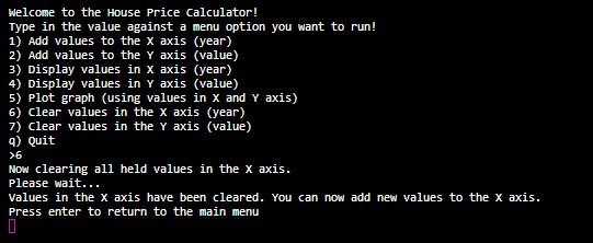 Python clearing X axis