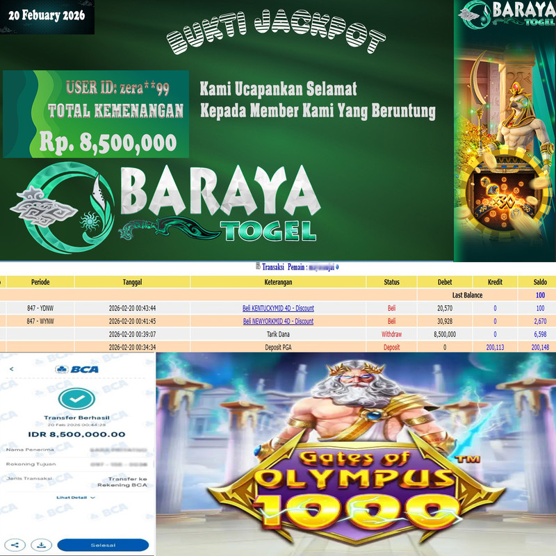 Rp. 8.500.000.- WD LUNAS DI BARAYATOGEL