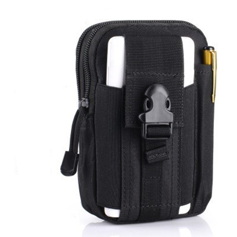 Black Tactical Molle Waist Bag Waterproof Phone Pouch for 6 inch Smartphones Compact Large Capacity Belt Loop Organizer for Local Outdoor Adventurers
