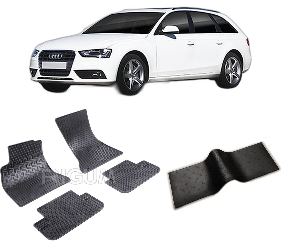 Set covorase auto AUDI A4 B8 din 04.2008-10.2015, cu covoras tunel median, CAROSERIE COMBI, Presuri cauciuc 100%, compatibil cu autoturismul AUDI A4 B8, Rigum