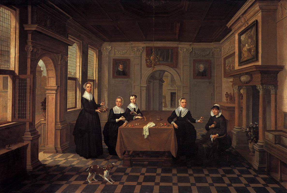 Bartholomeus-van-Bassen-A-Company-in-an-Interior